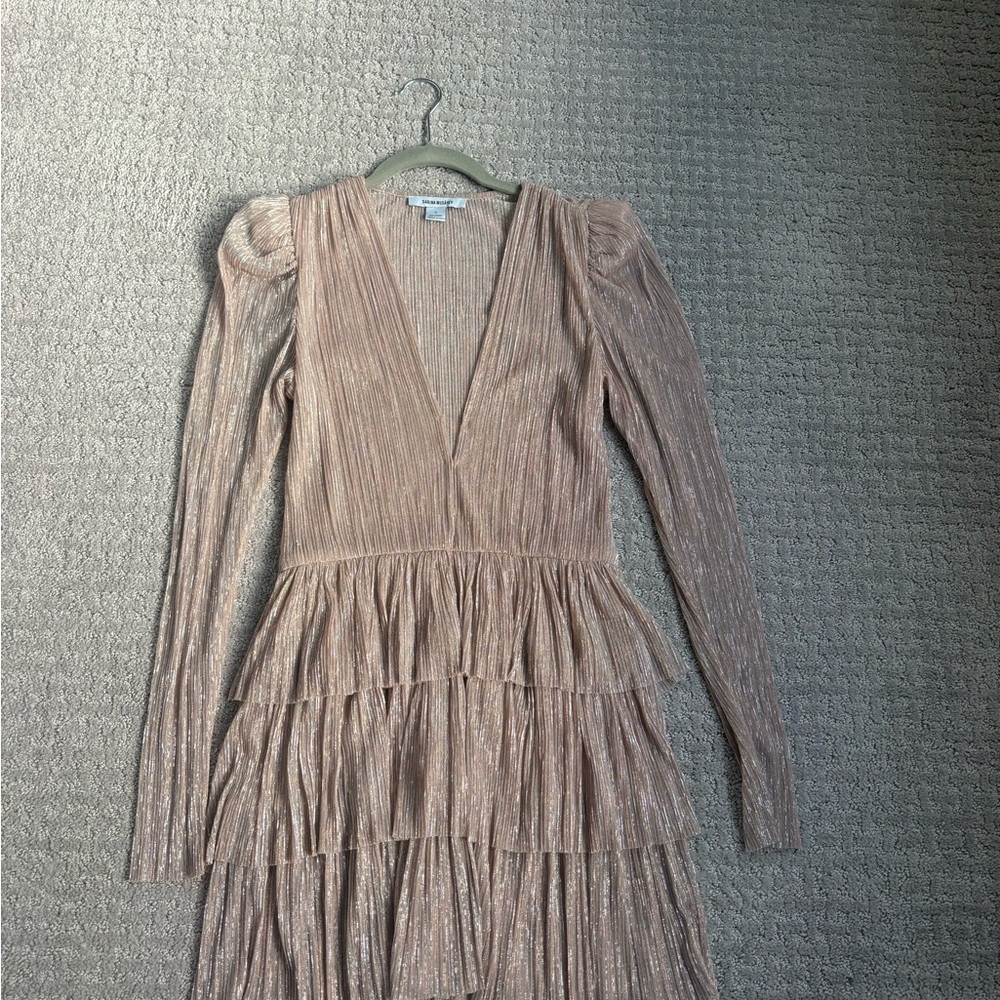 Sabrina Musayev Elegant Metallic Dress Blush